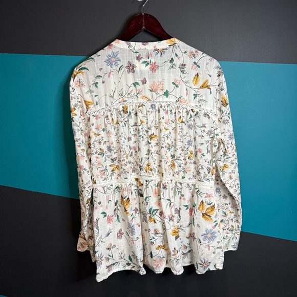 Floral Print Women's Top Ginevra Lace Babydoll Blouse 100% cotton - Picture 9 of 14